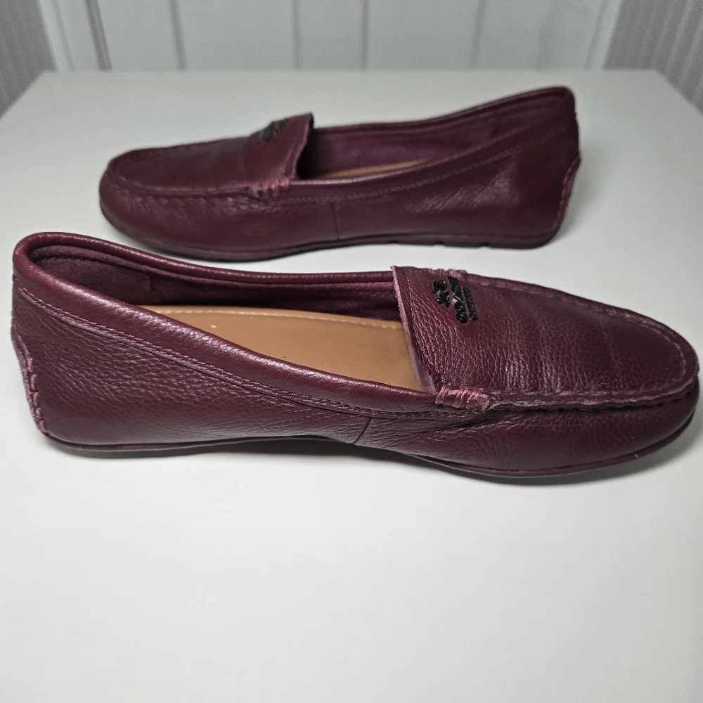Coach Womens Marley Driver Loafer Burgundy Size 8 Leather Comfy Preppy Old Money - Picture 6 of 13